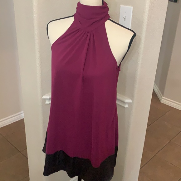 INC International Concept BE MYSTERIOUS boysenberry/gray sleeveless tunic halter - Picture 7 of 16